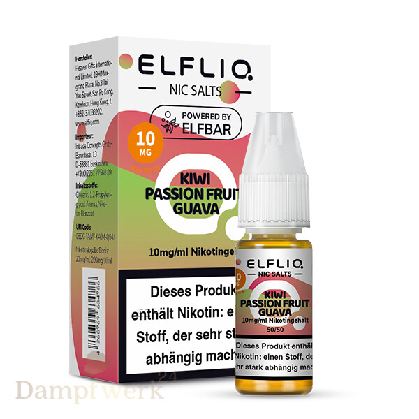 Elfbar ElfLiq Liquid 10ml - Kiwi Passionfruit Guava 10mg