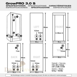 GrowPRO 3.0 Growbox S, 80x80x180cm