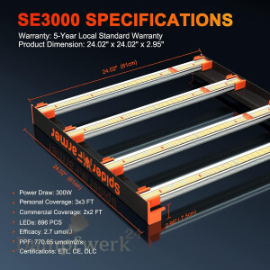 Spider Farmer SE3000 300W LED Grow Light Samsung LM301B