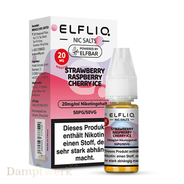 Elfbar ElfLiq Liquid 10ml - Strawberry Raspberry Cherry Ice 20mg