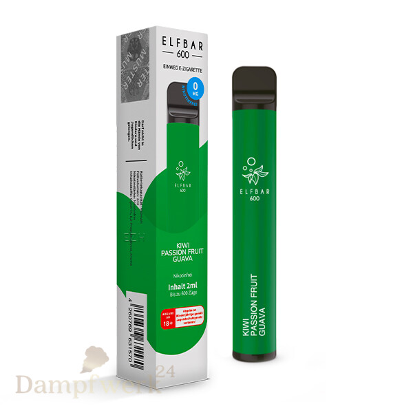 Elfbar 600 Vapes Nikotinfrei Kiwi Passionfrut Guava