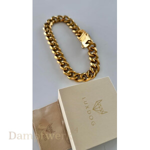 LuxDog massives Edelstahl Hunde Halsband  Xtra 23mm Breite Cuban Link Schnalle  50cm