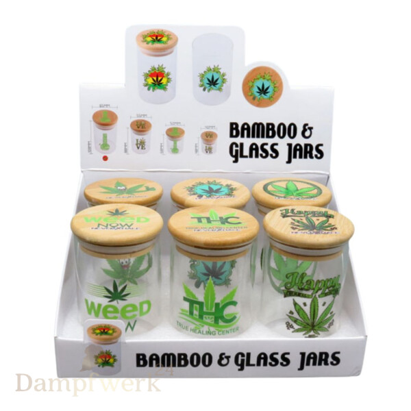Bamboo Glas Aufbewahrung Dose